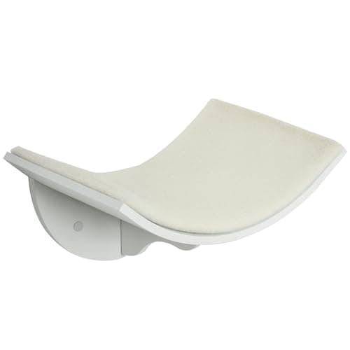 Image of PawHut Wood Cat Shelves, Wall-Mounted Cat Shelter, Curved Kitten Bed Perch Climber Furniture 41 x 28 x 21cm White