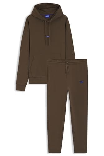Image of HUGO Mens Tracksuit NalonsoNap Cotton tracksuit set with blue logo patch