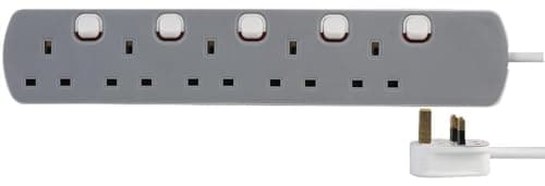 Image of pro elec pl15694 1 m 5-Gang Switched Extension Lead , White
