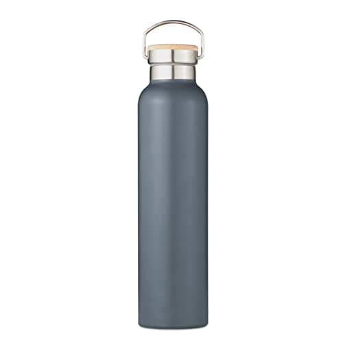 Image of Tower NL865026SLT Natural Life Insulated Stainless Steel Bottle with Bamboo Lid, Crafted from Sustainable Materials, 750ml Capacity, Slate