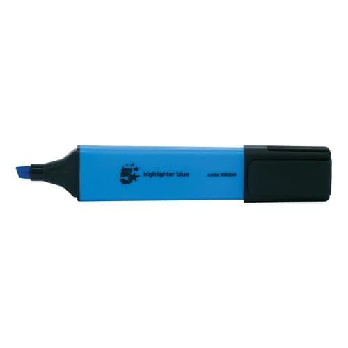 Image of 5 Star Office Highlighter Chisel Tip 1-5mm Line Blue [Pack 12]+ Free finchley Refill Pen (1)