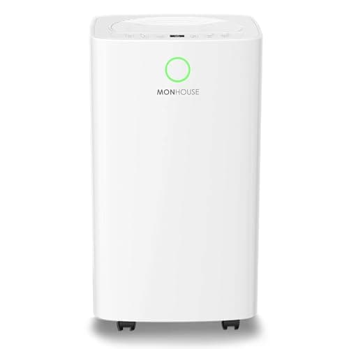 Image of MONHOUSE 12L/Day Digital Dehumidifier - Sleep Mode, 24 HR Timer For Office Or Home, Bedroom, Basement, Garage & Kitchen - Portable Electric Mould, Damp, Condensation Remover - Quiet Moisture Absorber