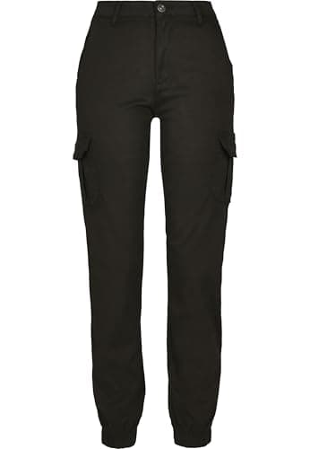 Image of Urban Classics Women's Ladies Cargo-hose High Waist Cargo Pants Hose, Black, 27W UK