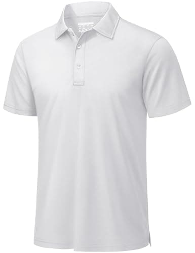 Image of TACVASEN Polo Shirts for Men Short Sleeve Golf Tops Summer Breathable Lightweight T Shirt with Work Sport White,3XL