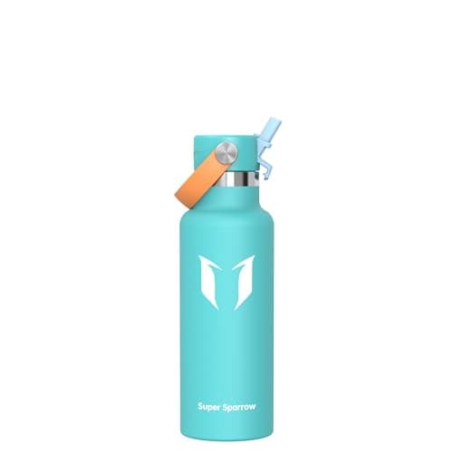 Image of Sparrow Insulated Water Bottle Kids 500ml - FlipFlow Metal Water Bottles with Straw Lid - BPA Free - Leakproof Stainless Steel Flask for Sport, School, Outdoor, Travel