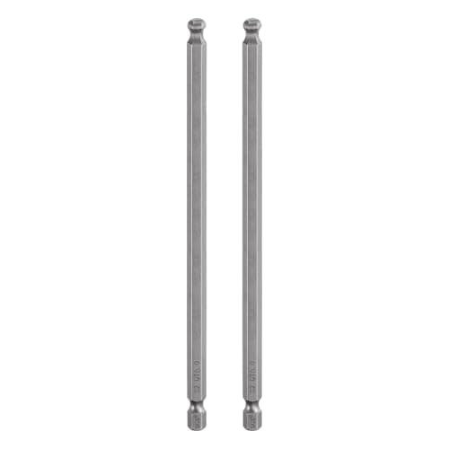 Image of sourcing map 2pcs Ball End Hex Screwdriver Bit 6mm (H6.0) Tip 1/4" Hex Shank 150mm (6") Long Magnetic Ball Head Bits Industrial Grade S2 Steel Metric Screw Driver Bit