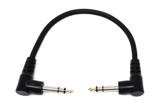 Image of DRUT 30cm 6.35mm 1/4" TRS Stereo Jack to Jack Plug, Dual Right Angle Patch Cable Lead for Headphones Amplifiers, Music Instruments, Live Events, DJ 1ft
