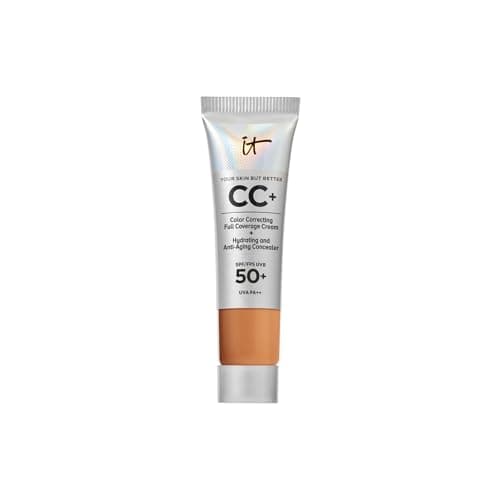 Image of iT Cosmetics CC+ Cream SPF 50+ Full-Coverage CC Cream Foundation with Hyaluronic Acid, Niacinamide & Vitamin E for a Radiant Finish, Your Skin But Better, Travel Size, 12ml