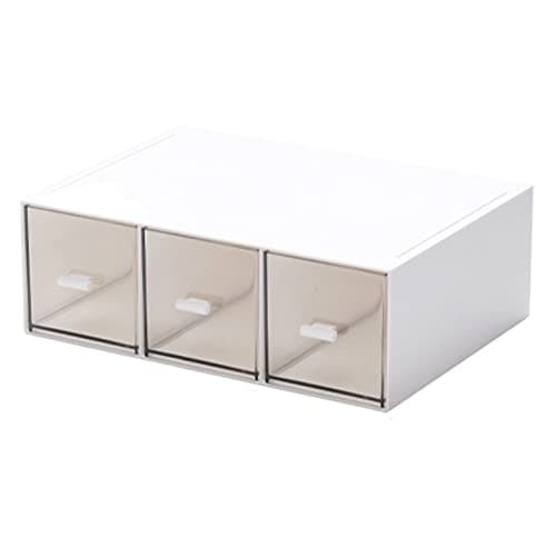 Image of Desktop Drawer Organizer, Stackable Storage Drawers, Plastic White Desk Organizers Great for Office School Home - Large 3 Drawers (White)