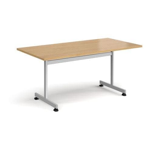 Image of Office Monster Ipanema fliptop meeting table with silver frame 1600mm x 800mm - oak