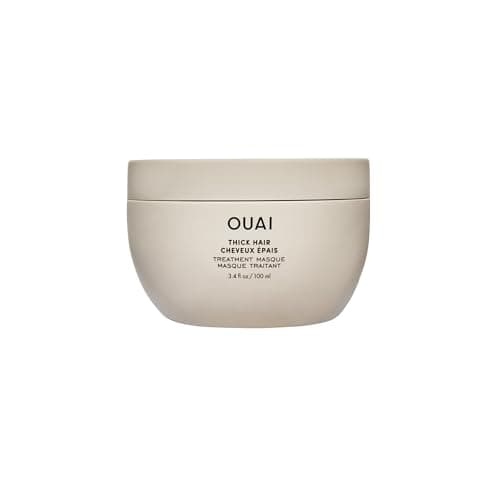 Image of OUAI Thick Hair Treatment Masque Travel Size - Almond Oil, Olive Oil & Hydrolyzed Keratin to Repair & Restore Damaged Hair - Softens, Smooths & Strengthens - Phthalate & Paraben Free Hair Mask - 100ml