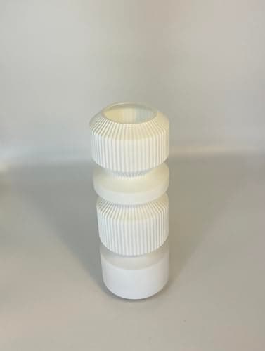 Image of Klocke Dekorationsbedarf LED Glass Table Lamp with Striped Design - Organic & Modern Shape - Battery Operated (Height 35 cm / Diameter 12.5 cm, White)