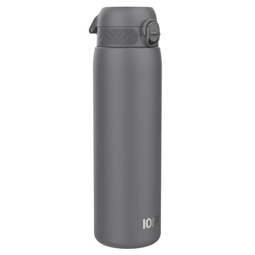 Image of Ion8 Vacuum Insulated Stainless Steel 1 Litre Water Bottle, 920ml, Leak Proof, One-Finger Open, Secure Lock, Carry Handle, Dishwasher Safe, Scratch Resistant, Ideal for Sports and Yoga, Grey