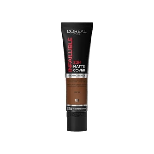 Image of L'Oreal Paris Cover Liquid Foundation, With 4% Niacinamide, Long Lasting, Natural Finish, Available in 20 Shades, SPF 25, Infallible 32H Matte Cover, Shade 350, 30ml
