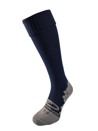 Image of Optimum Classico Sports Socks - Moisture-Wicking, Breathable, Cushioned for Football, Rugby, Athletics - Lightweight, Quick-Dry Navy Blue, Senior (7-12)