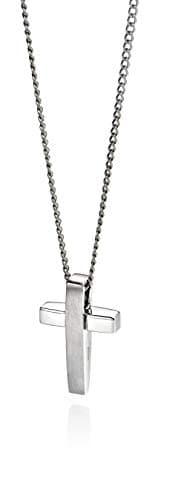 Image of Fred Bennett Stainless Steel Matt Polished Cross Pendant of 29 9cm