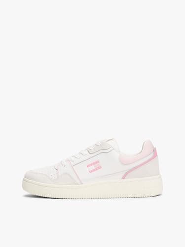 Image of Tommy Jeans Women's Tjw Retro Basket Trainers En0en02818 Low Top, Ecru Misty Pink, 6.5 UK
