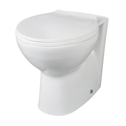 Image of Balterley Round Back to Wall Toilet Pan, Round Design Back-to-Wall Toilet Unit, Space Saving Toilets for Bathroom, Easy to Clean BTW Toilets for Bathrooms - 355mm x 520mm x 400mm (White)