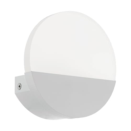 Image of Eglo LED Wall Lamp Metrass 1, Single-Flame wall Light, Indoor wall Lighting Made of Aluminium and Frosted Plastic, Living Room lamp in White, Round LED Hallway Light, Warm White