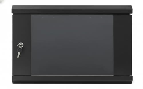 Image of LMS DATA 6U 19Inch Wall Mounted Server Rack Cabinet – 500mm Deep IT Data Network Storage Enclosure – Lockable Glass Door, Removable Side Panels Alloy Coated Black Finish For Office, Home & Server Room