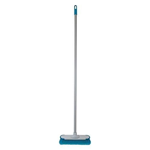 Image of CHARLES BENTLEY Broom, Blue, Soft, Indoor Broom, Metal Handle, Broom Head, Soft Flagged Bristles, Rubber Bumpers, Strong, Robust Handle, Hanging Hook, Practical (120x14x14cm)