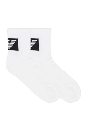 Image of Emporio Armani MAN'S BASIC SPONGE 2-PACK ANKLE SOCKS WHITE TU