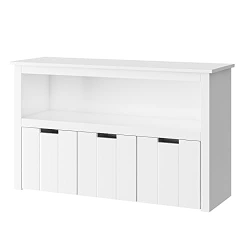 Image of FOREHILL Kids Toy Storage Cabinet with Rolling Wheels 3 Drawers Children's Bookcase Storage Unit White for Living Room 102 x 33 x 62 cm