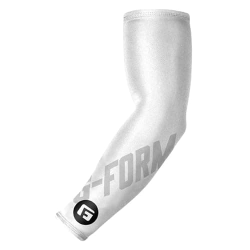 Image of G-Form Compression Arm Sleeve - Moisture-Wicking Arm Sleeves for Baseball, Basketball & More - Elbow Sleeve with Flat Seams - White, Adult S/M