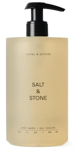 Image of Salt & Stone Body Wash with Antioxidants for Deep Moisture | For Women & Men, Sulfate, Paraben, & Dye Free, Leaving Skin Soft and Hydrated | Santal & Vetiver 15.2 fl oz