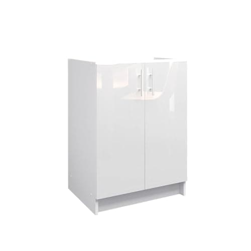 Image of JD Greta Fixed Height 600mm Kitchen Base Cabinet Floor Unit (Without Worktop) – White Gloss