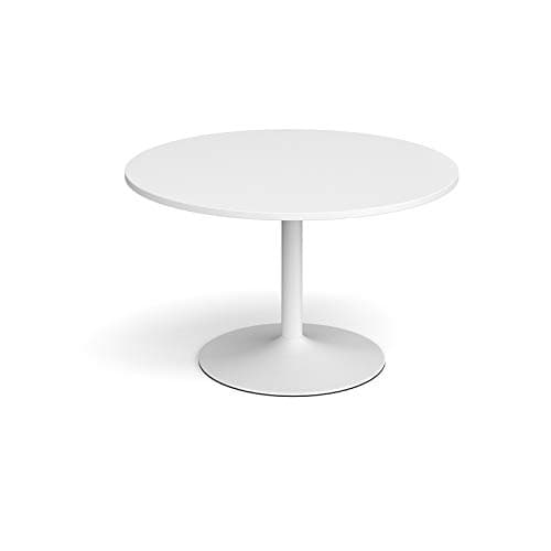 Image of Mr Office Trumpet base circular boardroom table - white frame, White, 1200