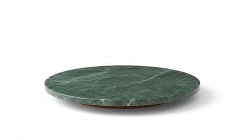 Image of apollo THE HOUSEWARES BRAND Green Marble Round Lazy Susan, Acacia Wooden Base, Large Rotating Turntable, Food Platter, Cool Surface for Dining & Serving, 40x40x3.5cm