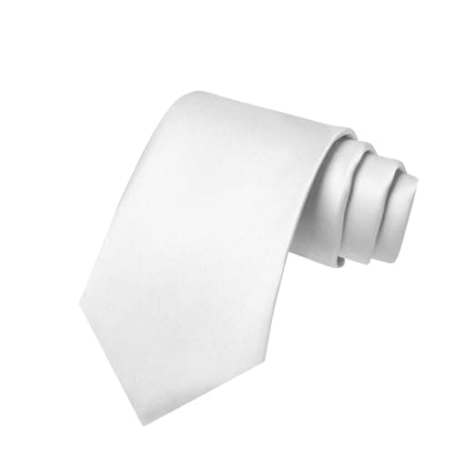 Image of SUJIBHI Men Tie Classic Men's Solid Satin Neck Tie Solid Color Formal Neckties with Multiple Colors for Men Business Wedding Party Work Tie,8cm (White)