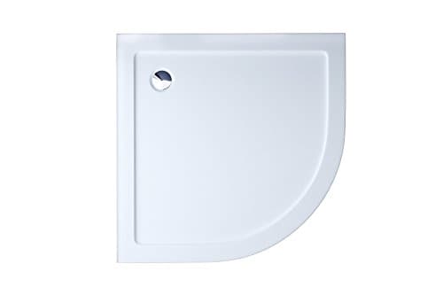 Image of Durovin Bathrooms 800 x 800 x 40mm Shower Tray Various Sizes, Acrylic Glossy White Finish, Quadrant Shape