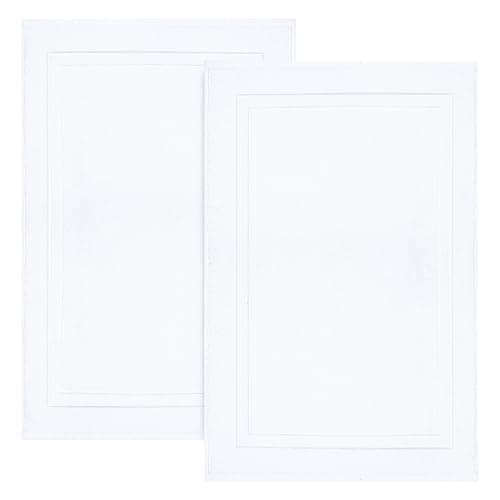 Image of Infinitee Xclusives Premium Cotton Bath Mats for Bathroom Pack of 2 Brilliant White |86x55 cm| Ultra Soft, Super Absorbent, Non-Slip, Machine Washable