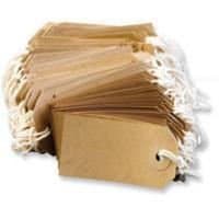 Image of 50 Small Brown/Buff (Manilla) Strung 70x35mm Tag/Tie On Luggage Labels