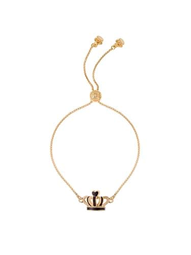Image of Juicy Couture Enamel Icon Crown Adjustable Bracelet for Women (Gold/Black)