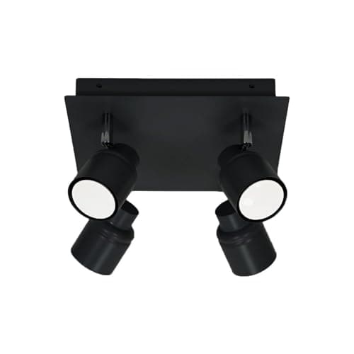 Image of ValueLights | Matt Black 4 Way Square Ceiling Spotlight Adjustable GU10 Spotlight | Bath Ceiling Lights, Home Décor & Improvement Essential | Mains Wired