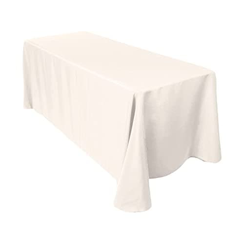 Image of Trimming Shop Ivory Rectangle Tablecloths 70 × 144 in (178 × 366 cm), Pack of 1 – Washable Polyester Table Cloth Covers for Weddings, Banquets, Hotels, Parties & Buffet Tables