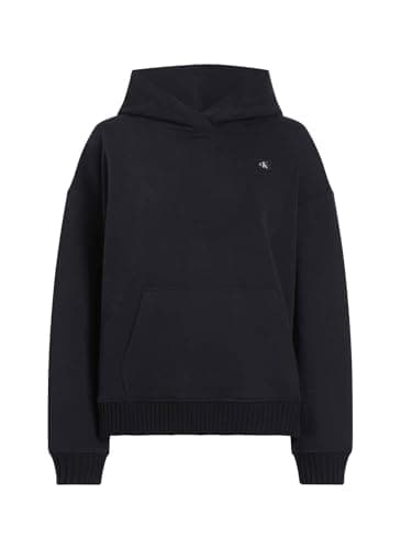 Image of Calvin Klein Jeans Women's Woven Label Peached Sweatshirt, CK Black, L