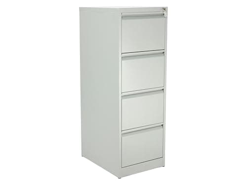 Image of The Workplace Depot Filing Cabinet – Lockable 2, 3 or 4 Drawer Steel Storage Unit in Black, White or Grey with Adjustable Hanging Rails, Space-Saving Organiser for Home & Office (Grey, 4 Drawer)