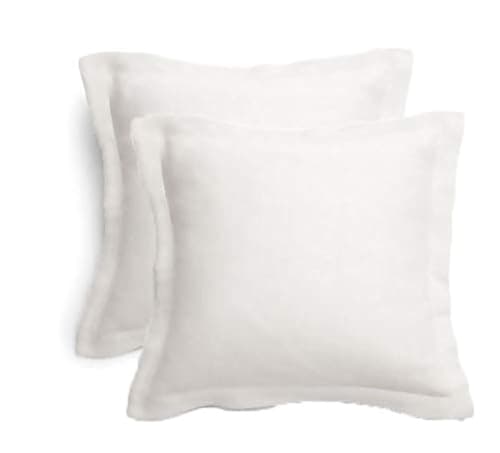 Image of Gyulin Pack of 2 100% Cotton 300 Thread Count European Square Pillow Shams Envelope Style Pillow Cover Pillowcase Pillow Protector Cushion Cover Non Zippered Only Cover No Insert 65x65CM White