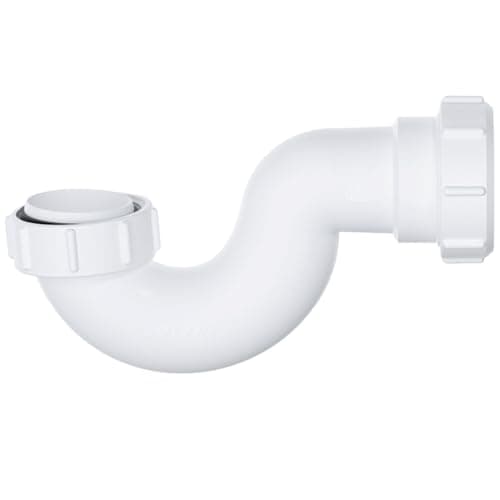 Image of Hulthor Easy-Fit Bath Trap – 40mm Shallow Bath/Shower Waste P Trap, White for Baths & Showers, 1.1/2 Inch