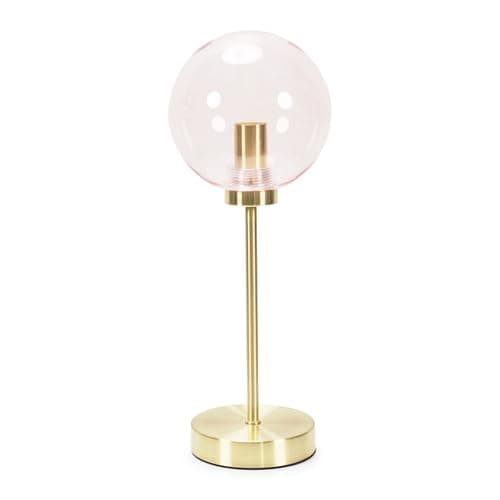 Image of ValueLights | Brushed Gold Metal Stem Table Lamp with Pink Tinted Glass Globe Shade | Table Lamps, Home Décor & Improvement Essential