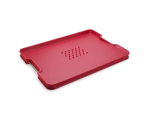 Image of Joseph Joseph Cut&Carve Plus - Non-Slip, Multi-Function, Double-Sided Chopping Board for Food Preparation and Carving- Dishwasher Safe, Large – Red