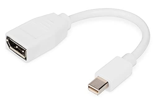 Image of DIGITUS DisplayPort adapter cable – mini DP plug to DP socket – DisplayPort 1.2 – UltraHD 4k 60Hz – 0.15m – White