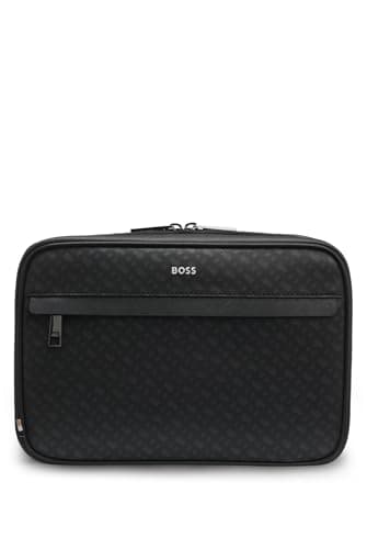 Image of BOSS Mens Zair MN Monogram washbag with foil-Embossed Logo Size One Size