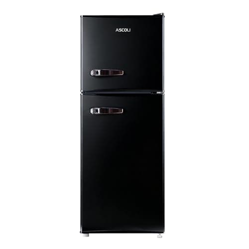 Image of ASCOLI 120L Freestanding Retro Fridge, 88L/32L, Direct Cooling, Mechanical Control, Metal Handle, Adjustable Tempered Glass Shelves, Led Light