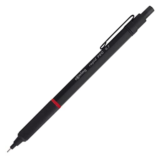 Image of rOtring Rapid Pro Mechanical Pencil | HB 0.7 mm Lead Propelling Pencil | Reduced Lead Breakage | Matte Black Full-Metal Barrel