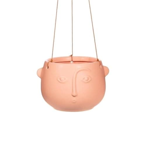 Image of Sass & Belle Face Hanging Planter Matte Pink